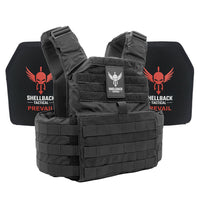 Thumbnail for A Shellback Tactical Skirmish Active Shooter Kit with Level IV 1155 Plates plate carrier with a red shield on it.