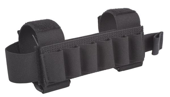 Elite Survival Systems black nylon ankle holster with velcro straps and multiple pockets, including a tactical reloading section, isolated on a white background.