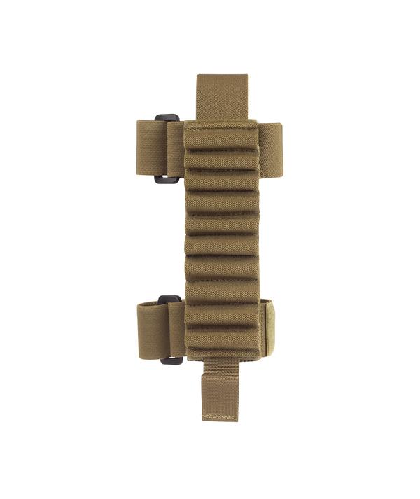 Elite Survival Systems Molle strap with buckle closures, designed to attach Elite Survival Systems Butt Stock Bullet Holders, isolated on a white background.