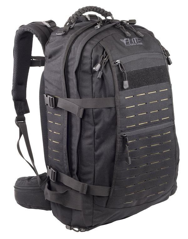 Elite Survival Systems Mission Pack Backpack with multiple compartments and padded straps, isolated on a white background.