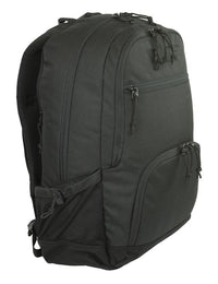 Thumbnail for A black, multi-compartment Elite Survival Systems Echo EDC backpack with zippers and side mesh pockets, isolated on a white background.