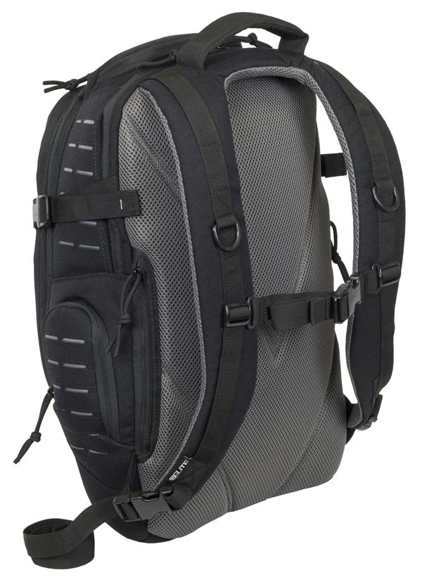 Elite Survival Systems Guardian EDC backpack with multiple compartments and adjustable shoulder straps, isolated on a white background.