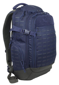 Thumbnail for A navy blue Elite Survival Systems Guardian EDC backpack with multiple compartments and molle webbing, featuring padded straps and a sternum buckle.