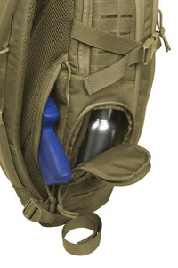Thumbnail for Elite Survival Systems Guardian EDC backpack with a stainless steel water bottle in the side pocket and blue lid visible.
