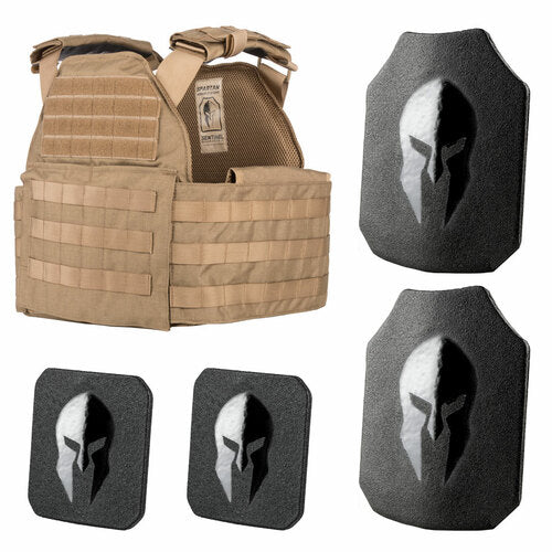 Spartan Armor Systems Level III+ AR550 Certified Plates And Sentinel Plate Carrier Package - tan - Spartan Armor Systems Level III+ AR550 Certified Plates And Sentinel Plate Carrier Package - tan - s.