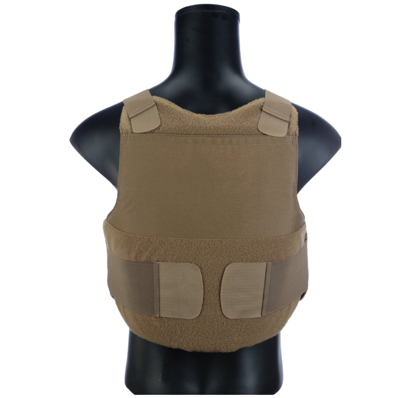 A Body Armor Direct mannequin with a tan plate carrier.