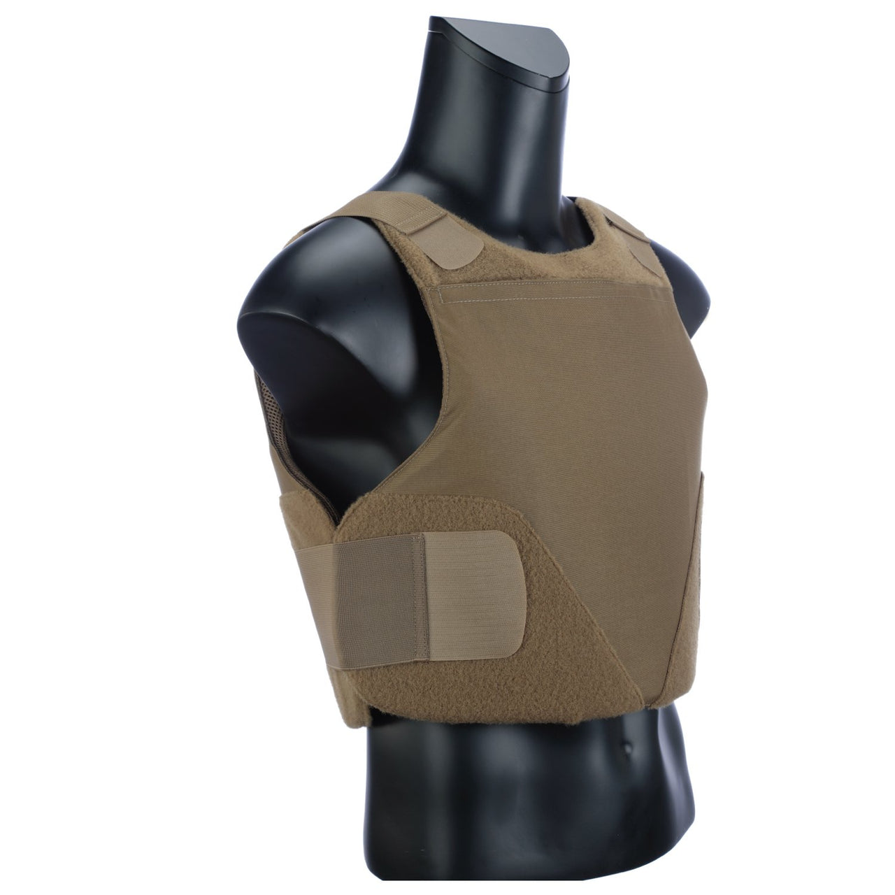 A Body Armor Direct mannequin mannequin with a coyote colored vest.