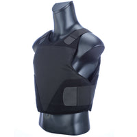 Thumbnail for A mannequin wearing a black Body Armor Direct All American Concealable Enhanced Multi-Threat Vest.