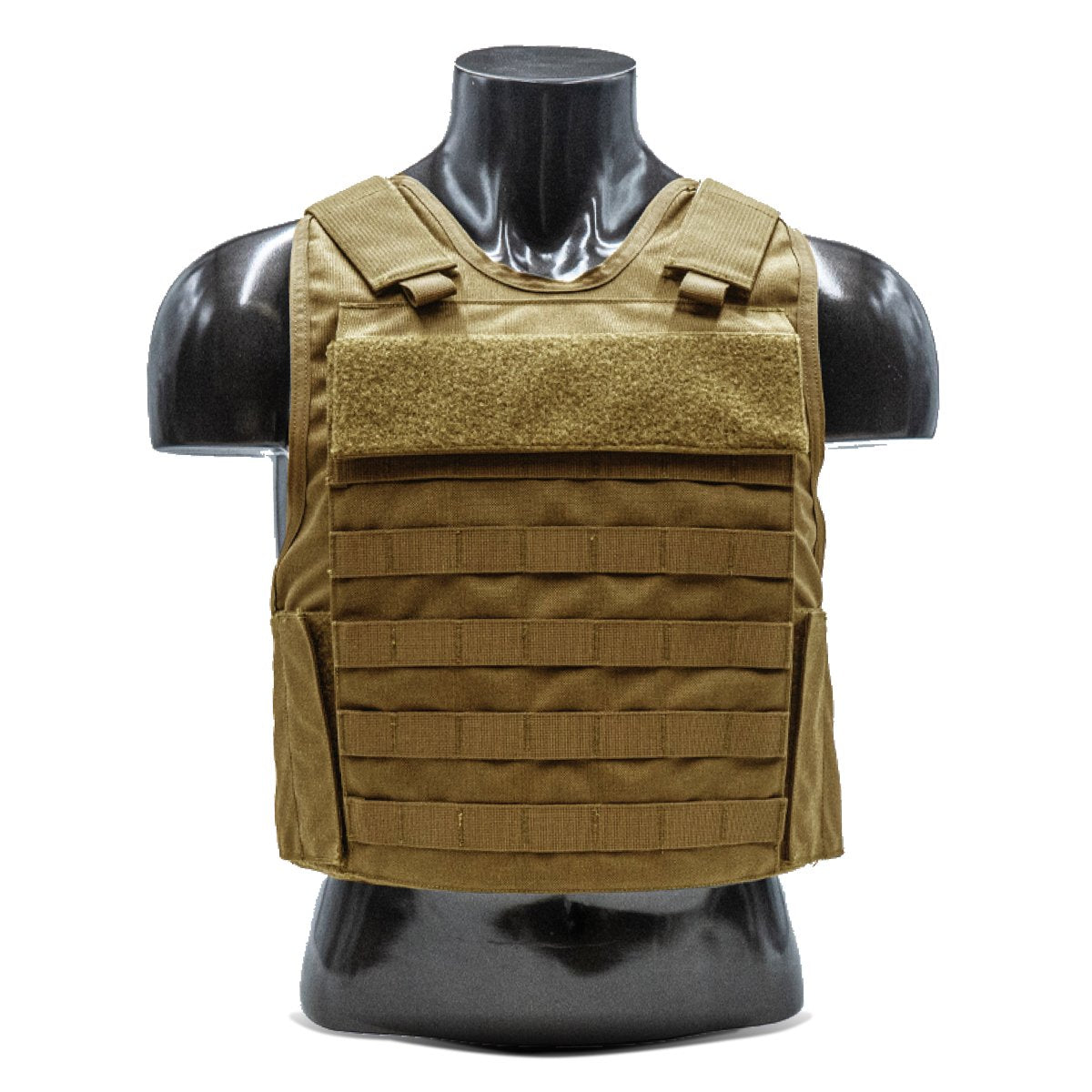 A mannequin mannequin wearing a Body Armor Direct All Star Tactical Enhanced Multi-Threat Vest.