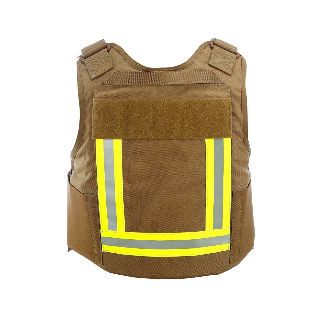 A Body Armor Direct Fireman Tactical Multi-Threat Vest with yellow reflective strips.