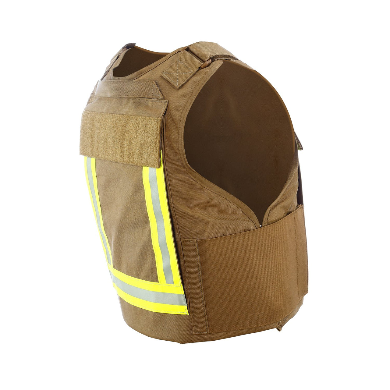 A Body Armor Direct Fireman Tactical Multi-Threat Vest with reflective strips on the back.