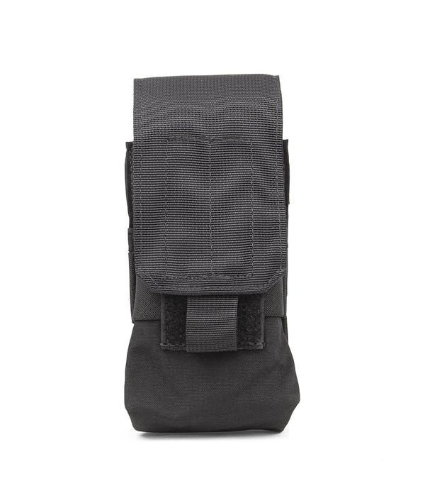 Elite Survival Systems Single A/R Magazine Pouches MOLLE with vertical flap and buckle closure, isolated on a white background.