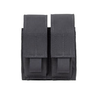 Thumbnail for Elite Survival Systems MOLLE Double Pistol Mag Pouches with velcro closures, made of CORDURA® 500D nylon, isolated on a white background.