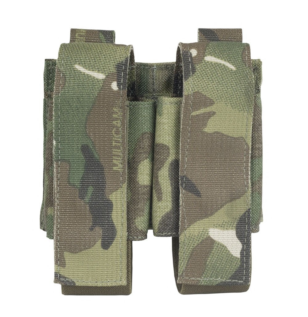 Double Elite Survival Systems Molle Grenade Pouches 40mm military magazine pouch isolated on a white background.