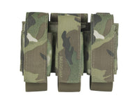 Thumbnail for A trio of green and brown camouflage-patterned Elite Survival Systems Molle Grenade Pouches 40mm isolated on a white background.
