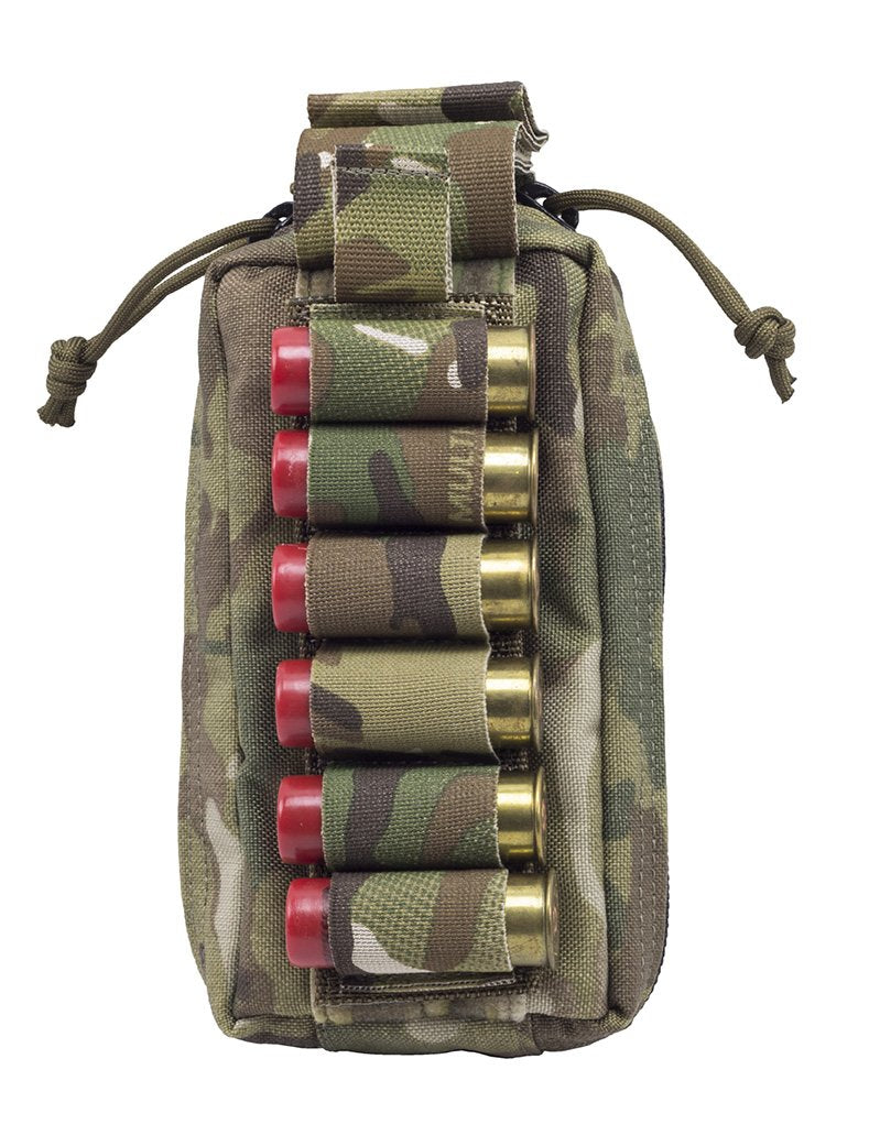 A pouch with six Elite Survival Systems MOLLE Quick-Deploy Shotshell Pouches in it.