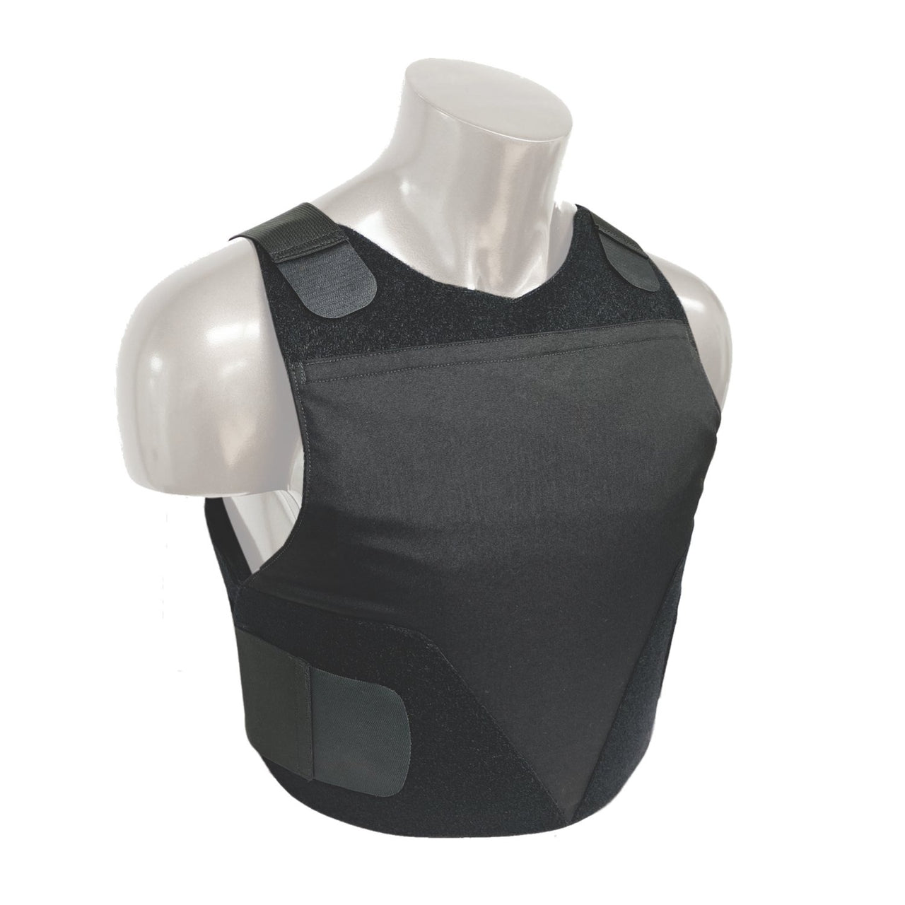 A Body Armor Direct mannequin wearing a black vest.