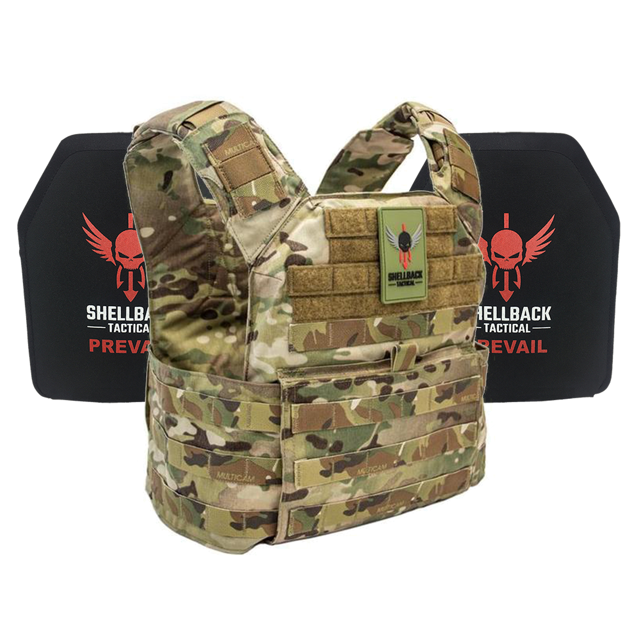 A Shellback Tactical Banshee Active Shooter Kit with Level IV Model 1155 Armor Plates plate carrier with a Shellback Tactical Banshee Active Shooter Kit with Level IV Model 1155 Armor Plates plate.