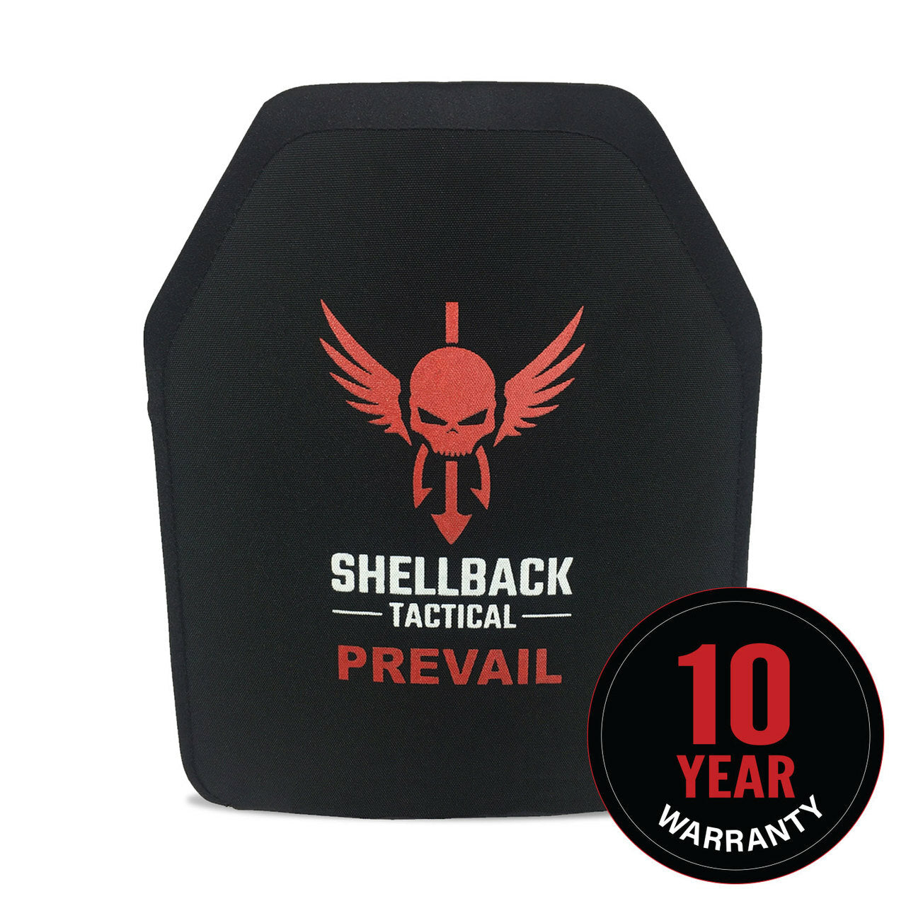 Shellback Tactical Pre-warned - 10 year warranty: Shellback Tactical Prevail Series Level IV Single Curve 10 x 12 Hard Armor Plate (Model 1155) - 10 year warranty.