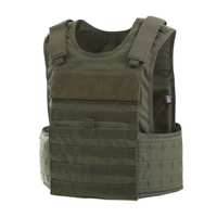 Thumbnail for Olive green Body Armor Direct multi-threat Tactical Carrier with multiple pouches and velcro panels, displayed against a white background.