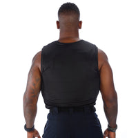 Thumbnail for The back view of a man wearing a Body Armor Direct VIP T-Shirt Concealable Enhanced Multi-Threat.