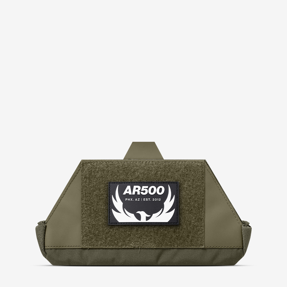 A green pouch with the word AR500 Armor Admin Pouch by AR500 Armor on it.