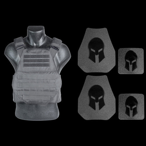 Spartan Armor Systems Spartan™ Omega™ AR500 Body Armor And Spartan Swimmers Cut Plate Carrier Entry Level Package - gray.
