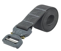 Thumbnail for An Elite Survival Systems Cobra Tactical Belt, a gray nylon belt with a metal buckle.