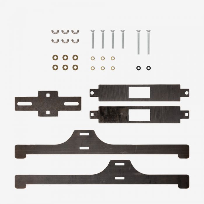 A set of AR500 Armor Target Stand Kit brackets and screws.