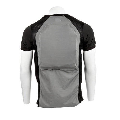 The back of a mannequin wearing a Spartan Armor Systems Ghost Concealment Shirt With Flex Fused Core Level IIIA Soft Armor Panels.
