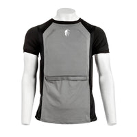 Thumbnail for A Spartan Armor Systems Ghost Concealment Shirt With Flex Fused Core Level IIIA Soft Armor Panels wearing a grey and black vest.