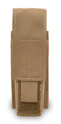 Thumbnail for A tan Elite Survival Systems MOLLE Mace MK-IV Pouch with a velcro flap closure, isolated on a white background.