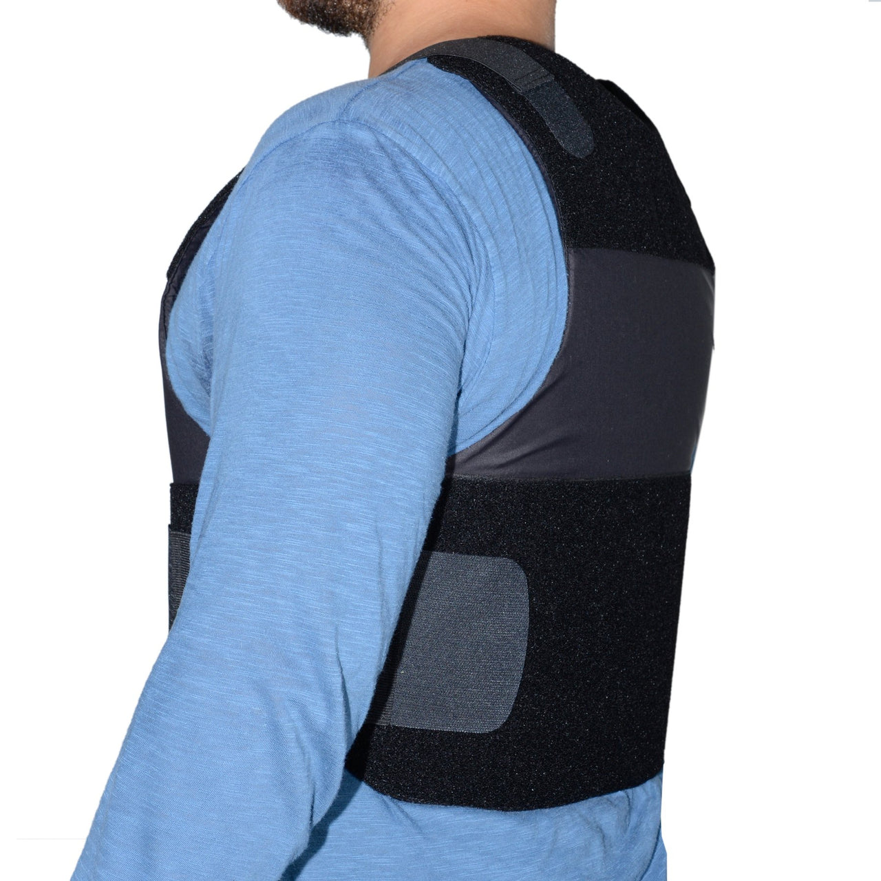 The back of a man wearing Body Armor Direct Freedom Concealable Carrier.