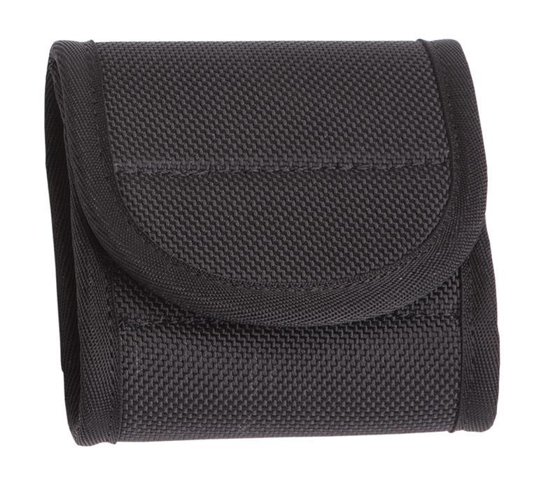 A black Elite Survival Systems DuraTek Molded Glove Pouch with a textured surface and a flap closure, isolated on a white background.