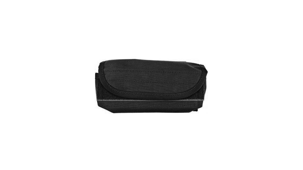 Black nylon Elite Survival System MOLLE compatible shotgun shell pouch with a Velcro flap closure, isolated on a white background.