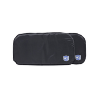 Thumbnail for Two black CaliberX Soft Armor Side Panels by Caliber Armor, each with a small blue and white shield logo in the corner, are placed side by side on a plain white background.