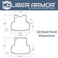 Thumbnail for Diagram showing CaliberX IIIA Wrap Around Soft Body Armor Panel dimensions by Caliber Armor, with labeled inch measurements and curvature details. Features NIJ Level IIIA lightweight armor for advanced ballistic protection.