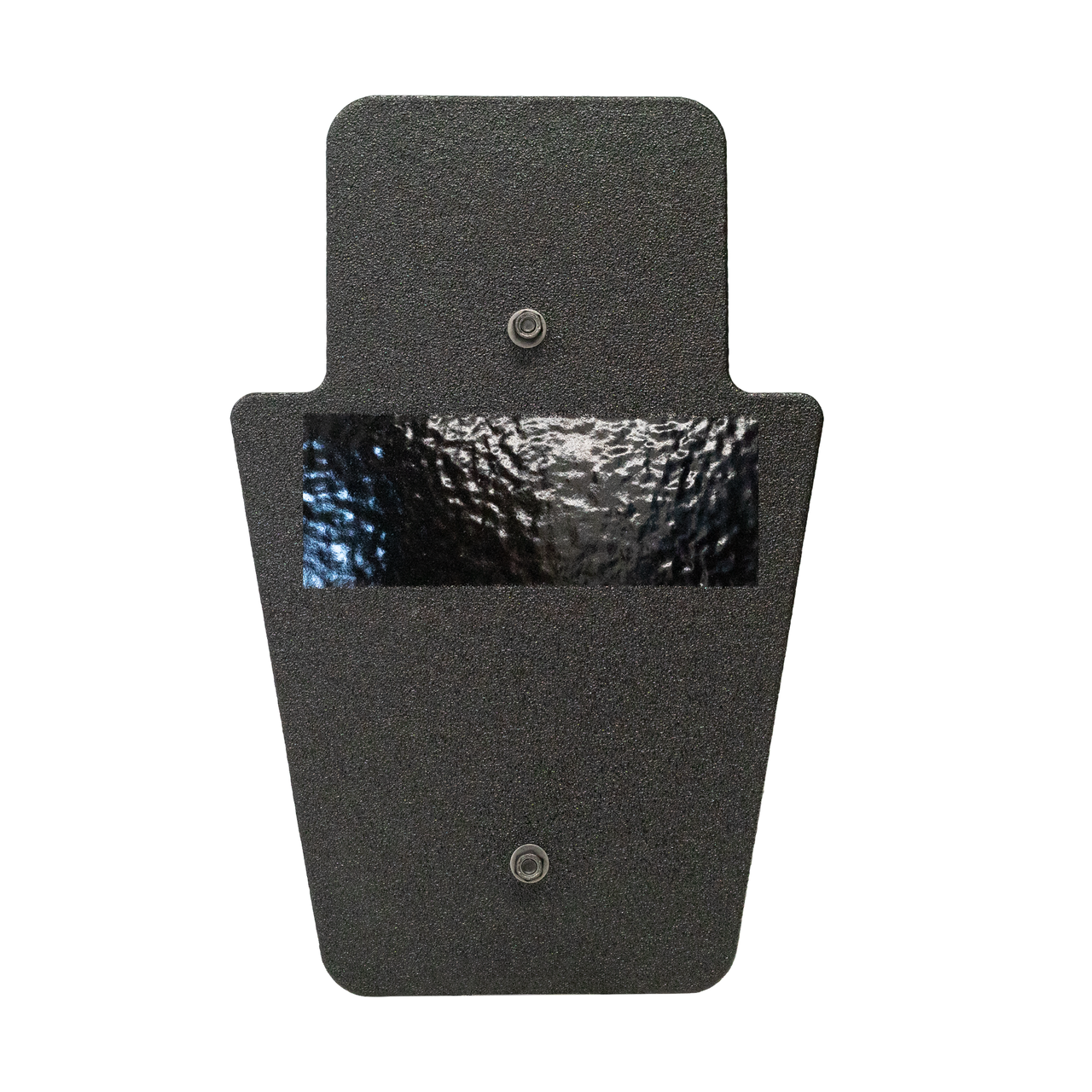 Front of black 12" x 18" Caliber Armor Pistol rated Level IIIA HG2 Ballistic Shield with SL handle on a white background