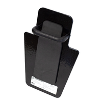Thumbnail for The Caliber Armor ULTRA Series III+ RF2 Shield 12X18 VL MINI is a black, rectangular steel shield with a handle and front label, designed by Caliber Armor to offer durability akin to a ballistic shield.