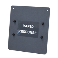 Thumbnail for A gray metal Caliber Armor Rapid Response Shield - Ultra Series sign with four black pegs and 