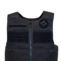 Thumbnail for Black tactical vest with multiple pockets and a zipper on a white background