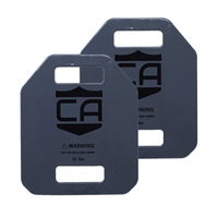 Thumbnail for Caliber Armor Weighted Training Plates—sold in pairs with 5, 7.5, 10, or 15 lb options—feature cut-out handles and a warning: not for body armor use; perfect for weighted vests or adding resistance to workouts.