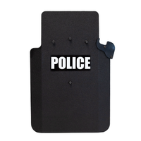 Thumbnail for Black police ballistic shield that has a bolt on bracket attached for resting your weapon