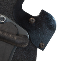 Thumbnail for Close-up of a black handgun or rifle rest bracket that is able to be bolted onto most ballistic shields