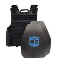 Thumbnail for Caliber Armor AR550 III+ VISM Expert 8x10 Body Armor Package by Caliber Armor includes a black plate carrier vest with two Level III+ ballistic plates, each displaying a blue shield logo with 