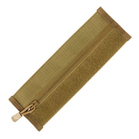 Thumbnail for Tan rectangular pouch with a central zipper and Velcro strip, designed for tactical use with plate carriers. Shown flat on white, it pairs perfectly with the Caliber Armor Zipper Strip system.