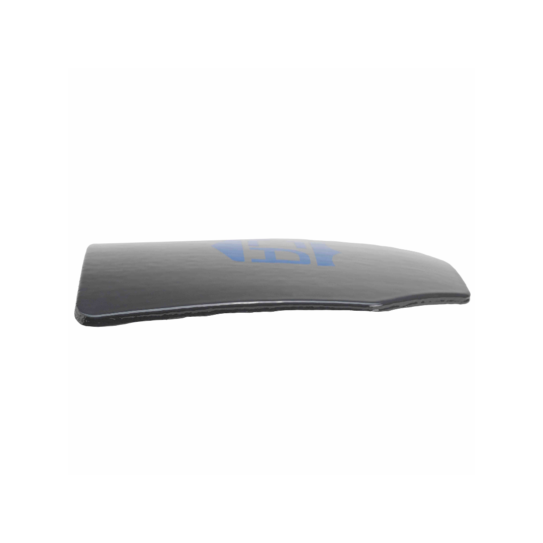 The Caliber Armor CaliberHX IIIA Hard Armor Gray Man Concealable Package is a rectangular black carbon fiber plate with curved edges, lightweight and ideal for discreet body armor or concealable carrier use.