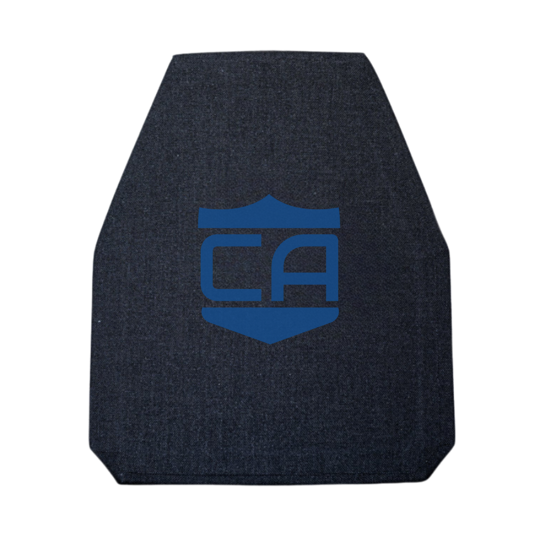 The Caliber Armor Level IV Multi-Curve Armor is a blue and black item with a logo, featuring NIJ certified Level IV protection for maximum safety.