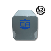 Thumbnail for Gray Caliber Armor AR550 III+ Multi-Curve Body Armor plate with a blue shield and 