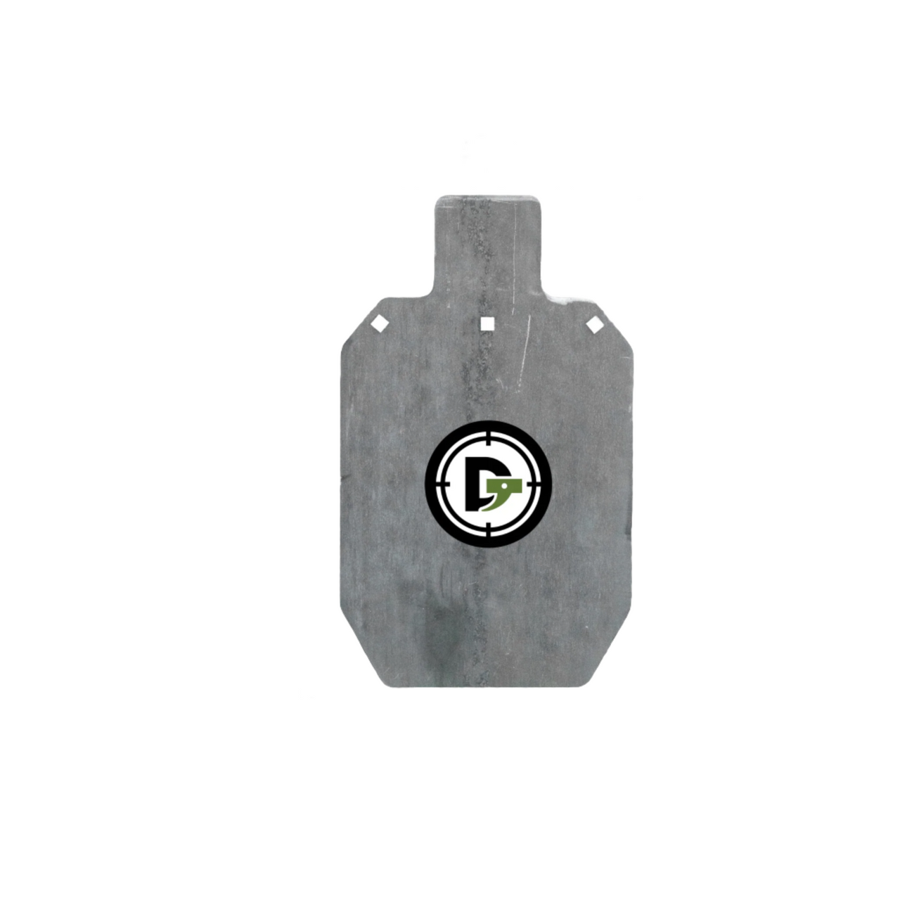 The Double Tap Industries 3/8" AR500 Steel Silhouette Target (6" x 10") features a CNC laser-cut rectangular plate with rounded top—perfect for shooting practice. The green and black DG Targets logo is centered on the front.